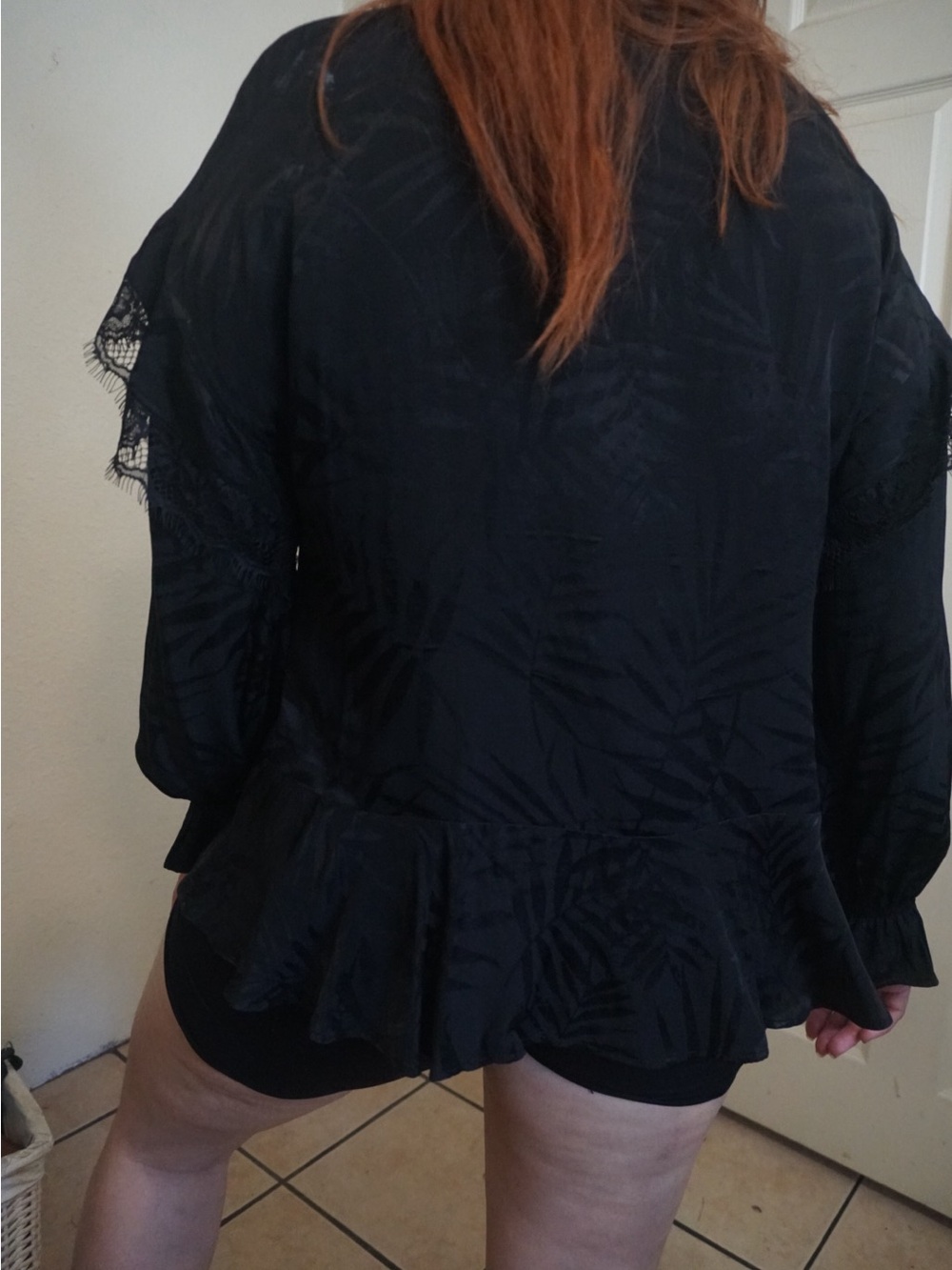 Black Ruffled Button-Front Jacket - Picture 7 of 8